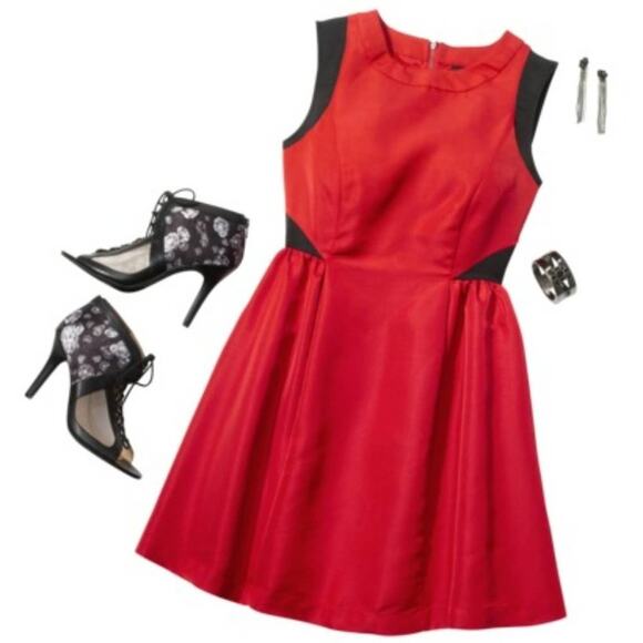 Prabal Gurung For Target Red Black Panel A-Line Mini Dress Sundress NWT - Picture 13 of 13